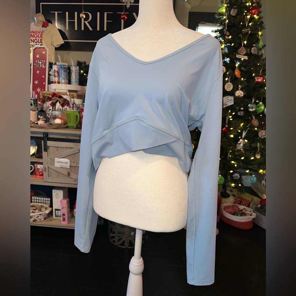 Gymshark (XXL) Blue Long Sleeve Crop Top